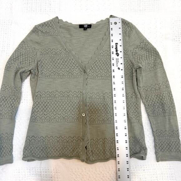 FRYE large button front cardigan sweater pointelle SP 3015 - Picture 2 of 9